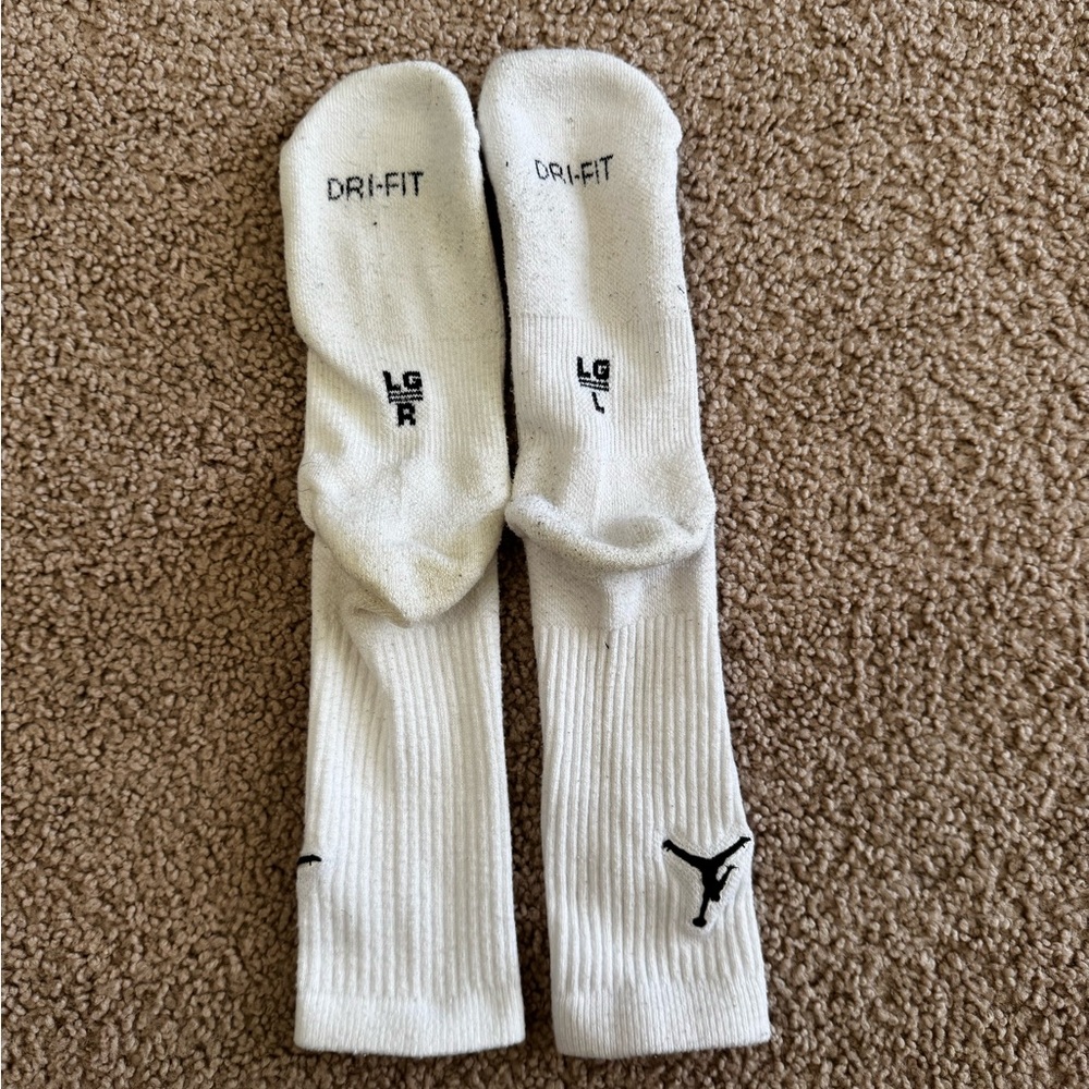 Used Nike Jordan Dri-Fit Everyday Crew Socks DX9632-100 White Men Large 8-12